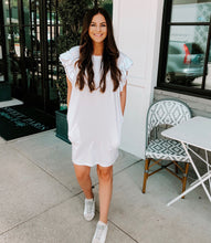 Load image into Gallery viewer, White Eyelet T Shirt Dress