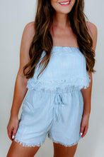 Load image into Gallery viewer, Blue Linen Romper